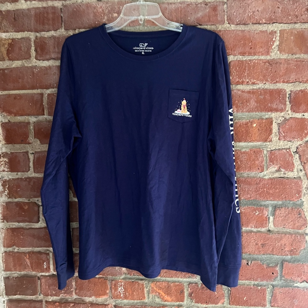 Vineyard Vines Puppy Navy Long Sleeve Women's Christmas Shirt
